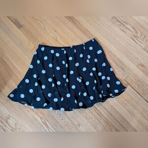 Black and Blue Mini Skater Skirt with Pleats